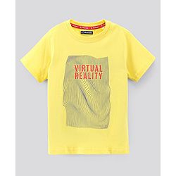 Pine Kids Half Sleeves Biowashed T-Shirt & Shorts Set Virtual Reality Print - Yellow