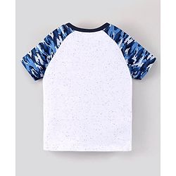 Pine Kids Half Sleeves Bio Washed Cotton T-Shirt With Knee Length Shorts Game On Embroidery And Camo Print - Blue Grey