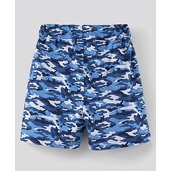Pine Kids Half Sleeves Bio Washed Cotton T-Shirt With Knee Length Shorts Game On Embroidery And Camo Print - Blue Grey