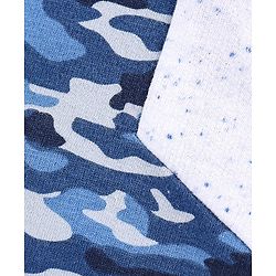 Pine Kids Half Sleeves Bio Washed Cotton T-Shirt With Knee Length Shorts Game On Embroidery And Camo Print - Blue Grey