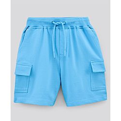 Pine Kids Half Sleeves Biowashed Cotton T-Shirt And Knee Length Shorts Set With Side Pockets Catch A Wave HD Print - White Blue