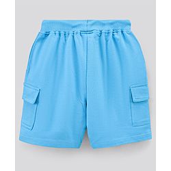 Pine Kids Half Sleeves Biowashed Cotton T-Shirt And Knee Length Shorts Set With Side Pockets Catch A Wave HD Print - White Blue