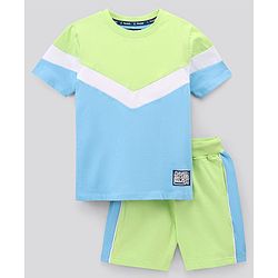 Pine Kids Half Sleeves Tee & Shorts HD Print - Blue