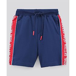 Pine Kids Half Sleeves Cotton T Shirt And Shorts Set Football Print - Red Blue