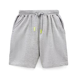Pine Kids Half Sleeves Cotton T Shirt And Shorts Set Placement Print - Green Grey