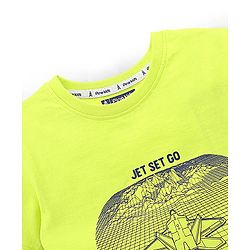 Pine Kids Half Sleeves Cotton T Shirt And Shorts Set Placement Print - Green Grey