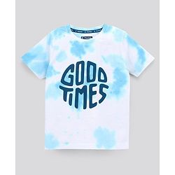 Pine Kids Half Sleeves Biowashed Cotton T-Shirt And Knee Length Shorts Set With Side Pockets Good Times HD Print - Blue