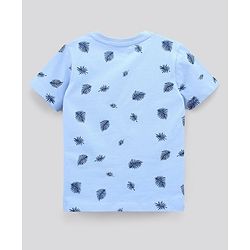 Pine Kids Bio Washed Half Sleeves T Shirt  and Shorts Set Leaf Print - Blue