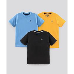 Pine Kids Half Sleeves Biowashed T-Shirt Pack of 3 - Multicolor