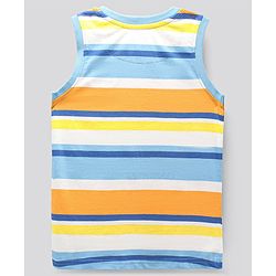 Pine Kids Sleeveless Bio Washed T-Shirt Stripes Print - Yellow Blue