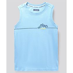 Pine Kids Sleeveless Bio Washed T-Shirt Bike Print - Light Blue