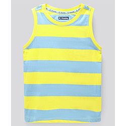 Pine Kids Sleeveless Bio Washed T-Shirt Stripes Print - Lemon Yellow