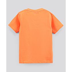 Pine Kids Half Sleeves Biowashed T-Shirt & Shorts Set Beach Print - Orange Blue