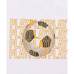 Pine Kids Half Sleeves Biowashed T-Shirt & Shorts Set Football & Play Print - Orange White