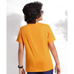 Pine Kids Half Sleeves Biowashed T-Shirt & Shorts Set Scientist Print - Orange