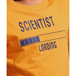 Pine Kids Half Sleeves Biowashed T-Shirt & Shorts Set Scientist Print - Orange
