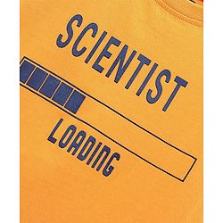 Pine Kids Half Sleeves Biowashed T-Shirt & Shorts Set Scientist Print - Orange