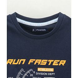 Pine Kids Half Sleeves Biowashed T-Shirt & Shorts Set Speed Meter Print - Blue