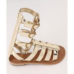 Pine Kids Gladiator Roman Zip Closure Sandals - Gold