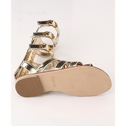 Pine Kids Gladiator Roman Zip Closure Sandals - Gold