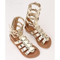 Pine Kids Gladiator Roman Zip Closure Sandals - Gold