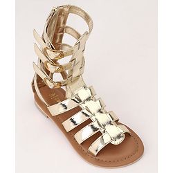 Pine Kids Gladiator Roman Zip Closure Sandals - Gold