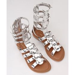Pine Kids Gladiator Roman Zip Closure Sandals - Silver