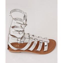 Pine Kids Gladiator Roman Zip Closure Sandals - Silver