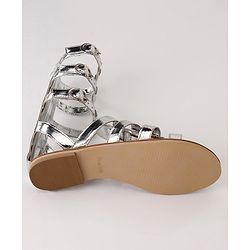 Pine Kids Gladiator Roman Zip Closure Sandals - Silver
