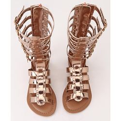 Pine Kids Gladiator Roman Sandals - Rose Gold