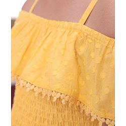 Pine Kids Cotton Woven Singlet Frock Cold Shoulder - Golden