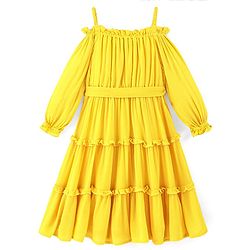 Pine Kids Full Sleeves Mid Calf With Cotton Lining Dress - Gold Finch