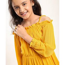 Pine Kids Full Sleeves Mid Calf With Cotton Lining Dress - Gold Finch