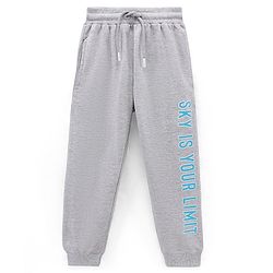 Pine Kids Full Length Biowashed Lounge Pant Text Print - Grey Melange