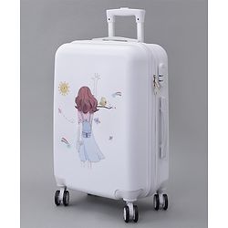 Pine Kids Trolley Luggage Bags White - 22.8 inch| Shock Resistant| Telescopic Handle| Water Resistant| Easy Zipper Closure| Durable Wheels
