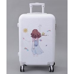 Pine Kids Trolley Luggage Bags White - 22.8 inch| Shock Resistant| Telescopic Handle| Water Resistant| Easy Zipper Closure| Durable Wheels