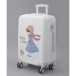 Pine Kids Trolley Luggage Bags White - 22 inch| Shock Resistant| Telescopic Handle| Water Resistant| Easy Zipper Closure| Durable Wheels| Number Lock