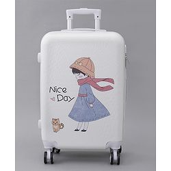Pine Kids Trolley Luggage Bags White - 22 inch| Shock Resistant| Telescopic Handle| Water Resistant| Easy Zipper Closure| Durable Wheels| Number Lock