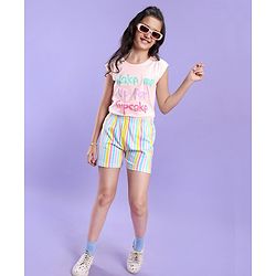 Pine Kids Sleeveless Biowash Night Suit - Pink