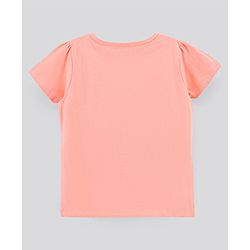 Pine Kids Half Sleeves Biowashed Top & Pyjama Nightwear Set Heart & Stars Print - Peach Pink
