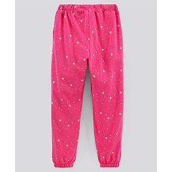 Pine Kids Half Sleeves Biowashed Top & Pyjama Nightwear Set Heart & Stars Print - Peach Pink