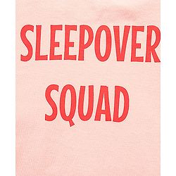 Pine Kids Half Sleeves Bio Washed Pyjama Set Text Print - Peach