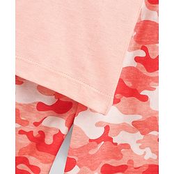 Pine Kids Half Sleeves Bio Washed Pyjama Set Text Print - Peach