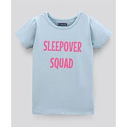 Pine Kids Half Sleeves Biowashed Top & Pyjama Nightwear Set Text & Camouflage Print - Blue Pink