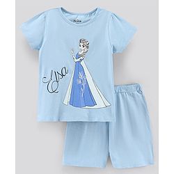 Pine Kids Biowashed Half Puff Sleeves Night Suit - Blue