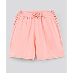 Pine Kids Bio-Washed Frill Sleeves Cotton Shorts Set Text Printed - Peach