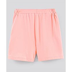 Pine Kids Bio-Washed Frill Sleeves Cotton Shorts Set Text Printed - Peach
