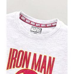 Pine Kids Half Sleeves Cotton Bio Washed Iron Man Print T-shirt Marvel Collection - Light Grey
