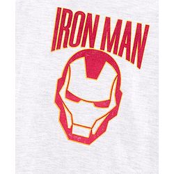 Pine Kids Half Sleeves Cotton Bio Washed Iron Man Print T-shirt Marvel Collection - Light Grey