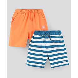 Pine Kids Shorts Bio Wash Pack Of 2 - Orange Blue White